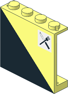 Panel  1 x  4 x  3 with Lower-Left Black Triangle Pattern with Crossed Knife and Fork Sticker