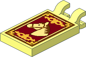 Tile  2 x  3 with Clips Horizontal (Thick U-Clips) with Horse Head and Gold Border Sticker