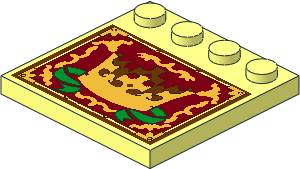 Plate  4 x  4 with 4 Studs on One Edge with Gold Crown Sticker