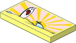 Tile  2 x  4 with Beach, Surfboard and Sunset Sticker