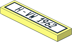 Tile  1 x  4 with Black "H-VW 1962" Sticker
