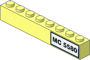 Brick  1 x  8 with License Plate "MC 5580" Sticker