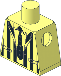 Minifig Torso with Suit with Black Stripes and Tie Pattern