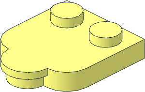 Plate  2.5 x  2 with 2 Studs on One Edge and Rounded Edges