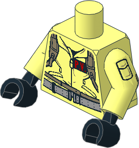 Minifig Torso with Arms and Hands with Jumpsuit, "P.V." ID Badge and "PETER" with Ghostbusters Logo Pattern