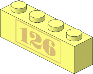 Brick  1 x  4 with Chrome Gold "126" Pattern