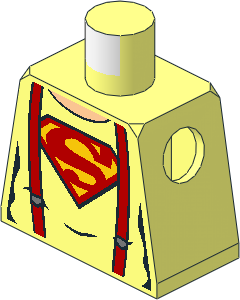 Minifig Torso with Red Suspenders and Superman Logo Pattern