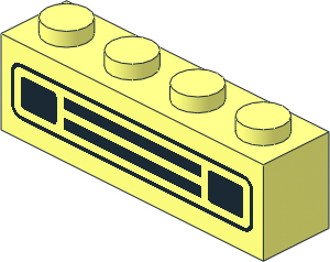 Brick  1 x  4 with Town Car Grille Black Pattern