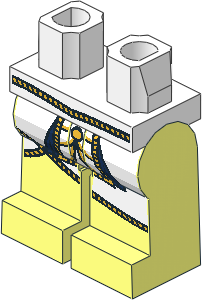 Minifig Hips and Legs with Gold Cord and Tunic Pattern