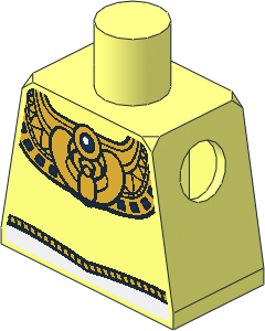 Minifig Torso with Gold Collar with Blue Jewel, White Belt with Gold Cord Pattern