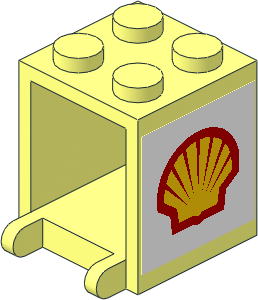 Container Box  2 x  2 x  2 Solid Studs with Shell Logo 1971 Stickers on Both Sides