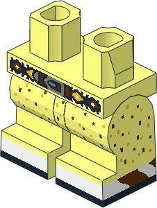 Minifig Hips and Legs Medium with Diamond Belt, Orange and Brown Dots, White Shoes Pattern
