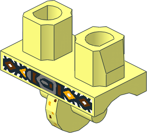 Minifig Hips with Orange and Brown Diamonds on Black Belt Pattern