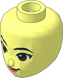 Figure Friends Head with Black Eyebrows, Reddish Brown Eyes and Coral Lips Pattern