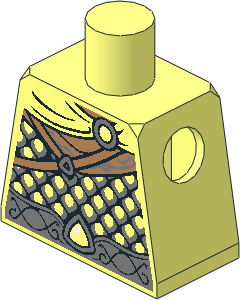 Minifig Torso with Silver Scale Mail, Straps and Cape Pattern