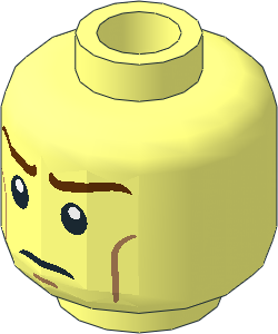 Minifig Head with Long Brown Eyebrows and Nougat Cheek Lines Pattern