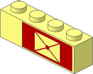 Brick  1 x  4 with Envelope on Red Background Right-Aligned Pattern