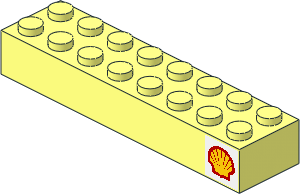 Brick  2 x  8 with Shell Logo 1971 Right Sticker