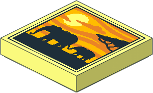 Tile  2 x  2 with Two Elephants, Baobab and Sunset Pattern