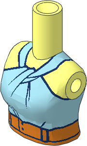 Figure Friends Woman Torso with Metallic Light Blue Halter Top with Dark Blue Trim and Orange Belt Pattern