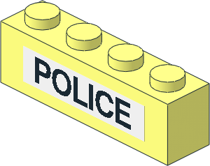 Brick  1 x  4 with Black "POLICE" Sticker