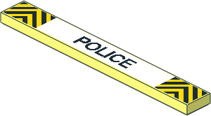 Tile  1 x  8 with Black and Yellow Danger Stripes and "POLICE" Sticker