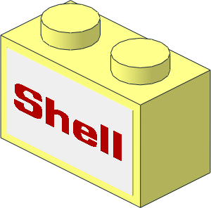 Brick  1 x  2 with Red "Shell" Sticker