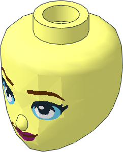 Figure Friends Head with Medium Azure Eyes, Reddish Brown Eyebrows and Magenta Lips Pattern