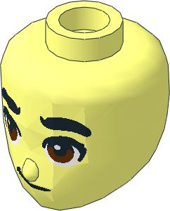 Figure Friends Head with Thick Black Eyebrows, Dark Orange Eyes and Smirk Pattern