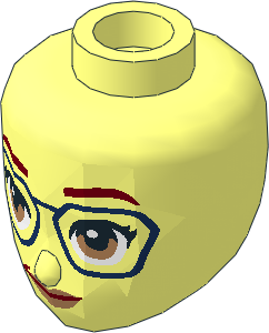 Figure Friends Head with Medium Nougat Eyes, Dark Blue Glasses and Reddish Brown Eyebrows and Lips Pattern