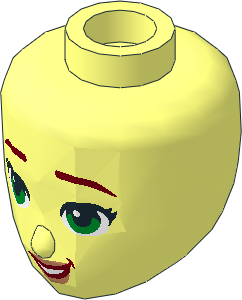 Figure Friends Head with Dark Red Eyebrows, Black Eyelashes, Green Eyes, Nougat Lips and Open Mouth Smile Pattern