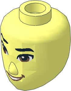 Figure Friends Male Head with Black Eyebrows, Medium Brown Eyes and Lopsided Grin Pattern