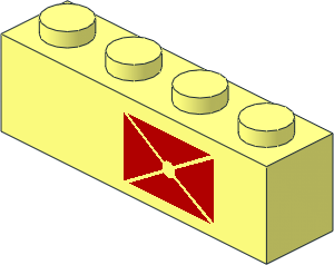 Brick  1 x  4 with Red Envelope Right-Aligned Pattern