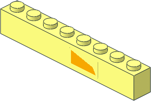 Brick  1 x  8 with Bright Light Orange Trapezoid Long Right Sticker