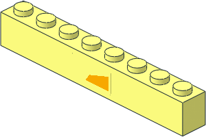 Brick  1 x  8 with Bright Light Orange Trapezoid Short Left Sticker