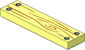Tile  1 x  4 with Wood Grain and  4 Silver Nails Pattern