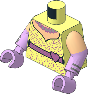 Minifig Torso with Dual Mould Arms and Hands with Pink Dress with Lavender Long Gloves Pattern
