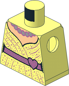 Minifig Torso with Metallic Pink Dress with Pearl Necklace Pattern