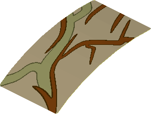 Sticker  2.8 x  1.7 with Brown and Olive Green Vines #1 Pattern (Formed)