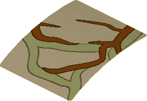 Sticker  1.7 x  1.8 with Brown and Olive Green Vines #4 Pattern (Formed)