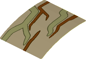 Sticker  1.8 x  1.7 with Brown and Olive Green Vines #5 Pattern (Formed)