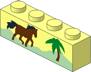 Brick  1 x  4 with Horse Running and Palm Tree Pattern