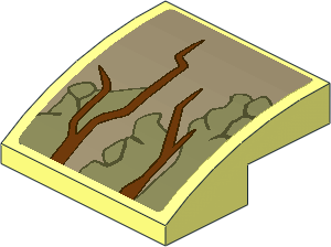 Slope Brick Curved  2 x  2 x  0.667 with Brown and Olive Green Vines #1 Sticker