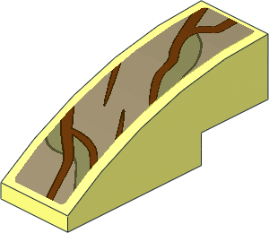 Slope Brick Curved  3 x  1 with Brown and Olive Green Vines #7 Sticker