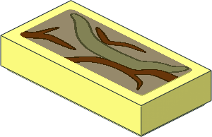 Tile  1 x  2 with with Brown and Olive Green Vines #6 Sticker