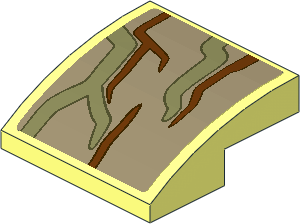 Slope Brick Curved  2 x  2 x  0.667 with Brown and Olive Green Vines #5 Sticker