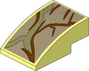 Slope Brick Curved  3 x  2 with Brown and Olive Green Vines #1 Sticker