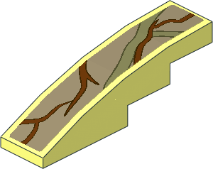 Slope Brick Curved  4 x  1 with Brown and Olive Green Vines #2 Sticker