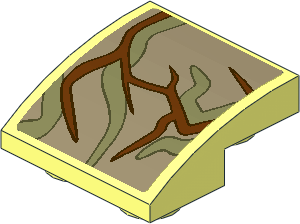 Slope Brick Curved  2 x  2 Inverted with Brown and Olive Green Vines #3 Sticker