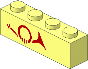 Brick  1 x  4 with Red Mail Horn Left-Aligned Pattern